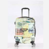 Polycarbonate pc printing design colorful kids cute travel hard shell trolley luggage