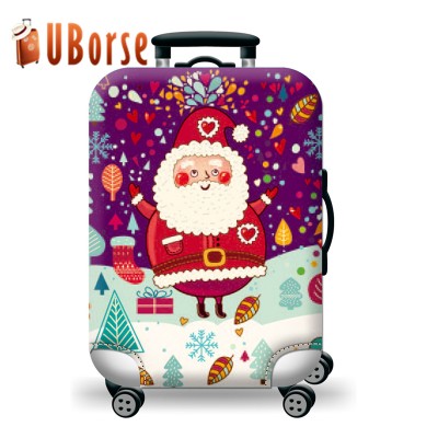 Custom Merry Christmas Design Polyester Spandex Waterproof Protector Suitcase Luggage Cover