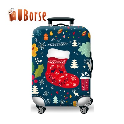 Christmas waterproof suitcase protector elastic polyester spandex luggage cover