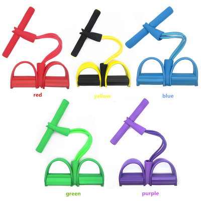 Indoor Yoga 4 Tubes Sit-up Fitness Resistance Bands Equipment Sport Pedal Elastic Foot Pull Rope