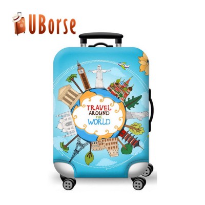 Custom colorful suitcase protective cover elastic waterproof spandex luggage cover